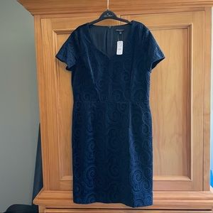 Brooks Brothers Navy Embroidered Velvet Dress NWT